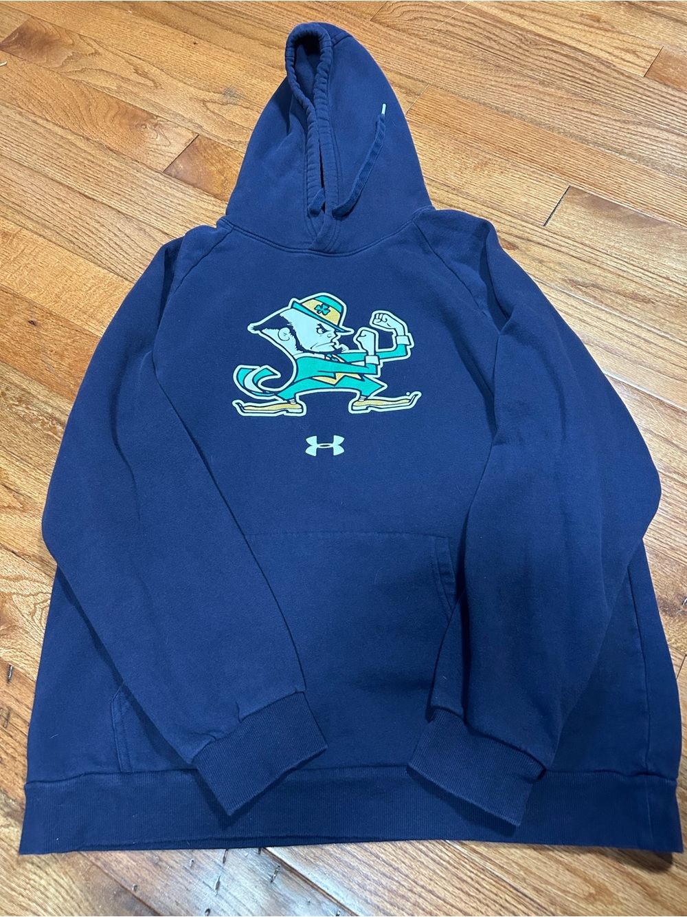 Under Armour Navy Blue Pullover Hoodie with Multicolor Leprechaun Graphic